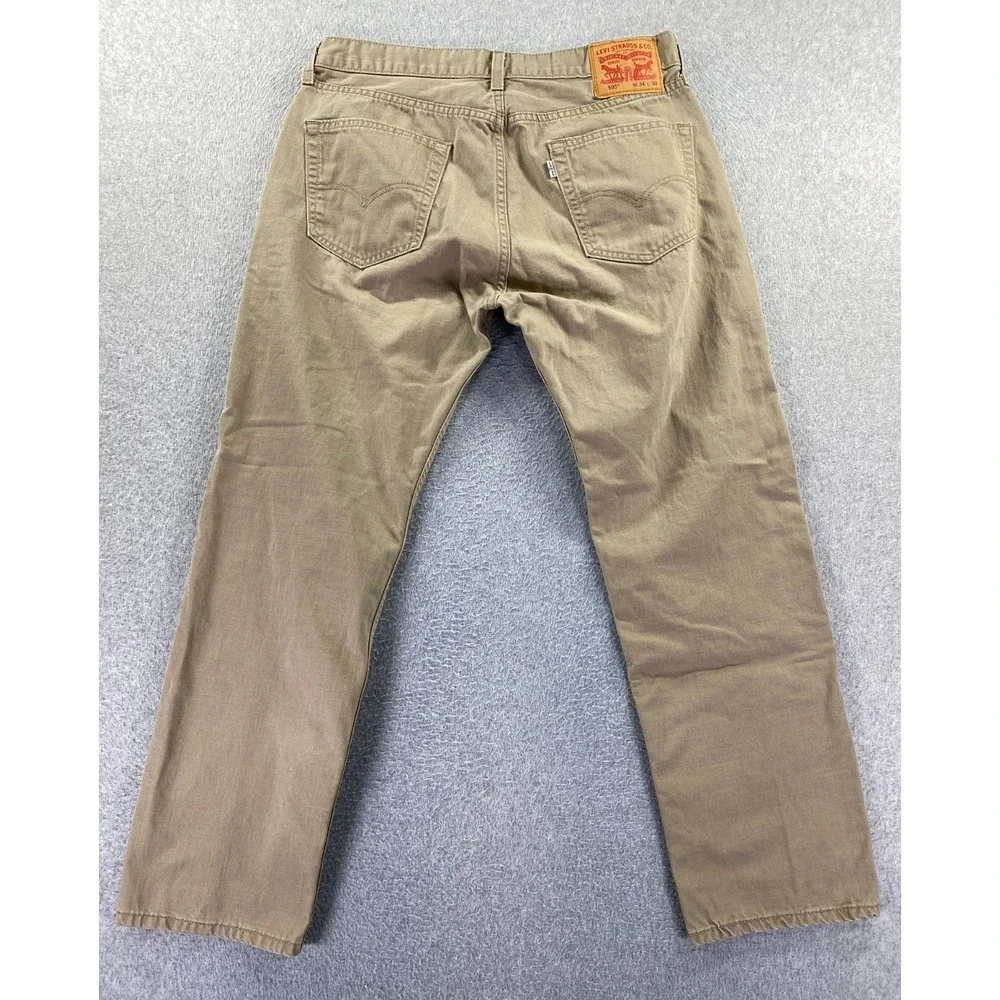 Levi's 505 Regular Fit Straight Leg Jeans Tan 34x30 (Fits‎ 33x29) White Tab City